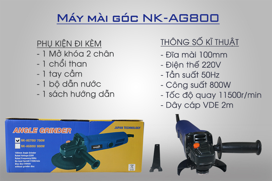 Máy mài góc Nikawa NK-AG800